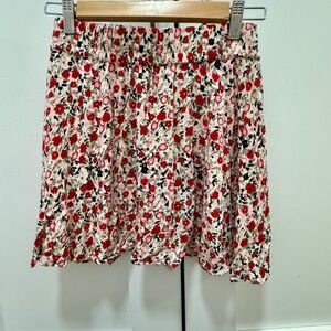 Vero Moda Red and Black Floral Skater Skirt